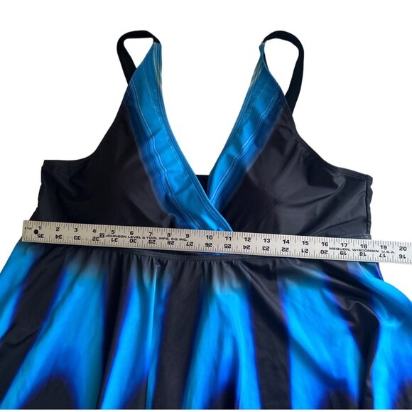 Blue & Black Striped Tankini Style Swimsuit Size 2XL - Picture 7 of 11